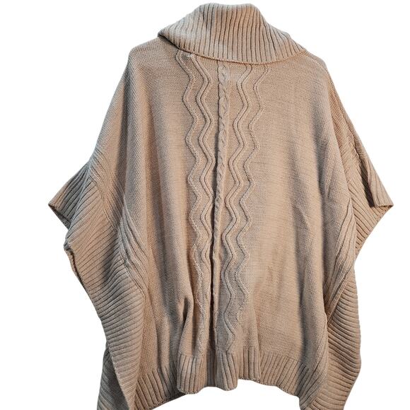 Black Rivet NWT Pink Gold Flecks Cable Knit Poncho Cowl Neck Sweater L/XL - Picture 3 of 9